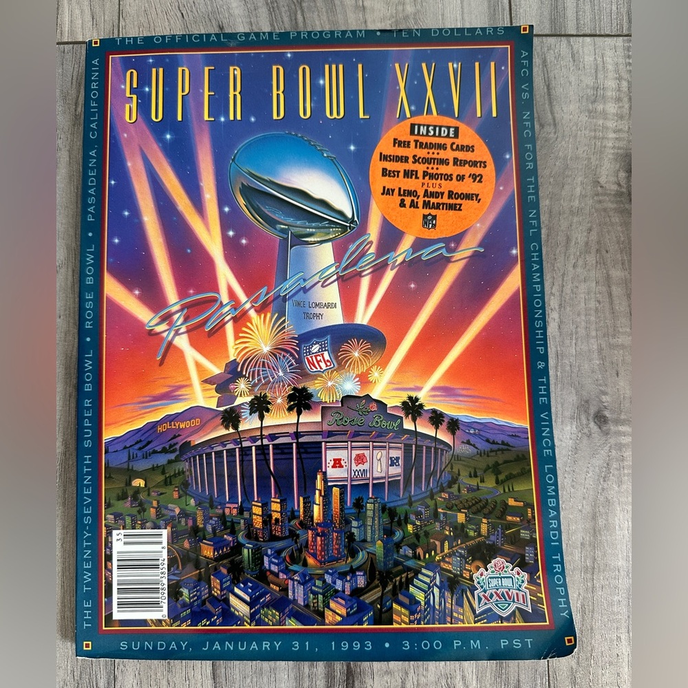 1993 Super Bowl XXVII (27) Official Program Book With 2 Sealed Trading Cards NFL